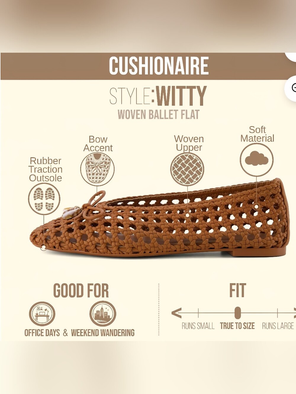 Cushionaire Memory Foam Woven Ballet Flats- Your Feet Will Thank You - Picture 9 of 16